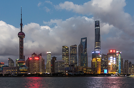 Skyline of Shanghai Pudong at sunset
