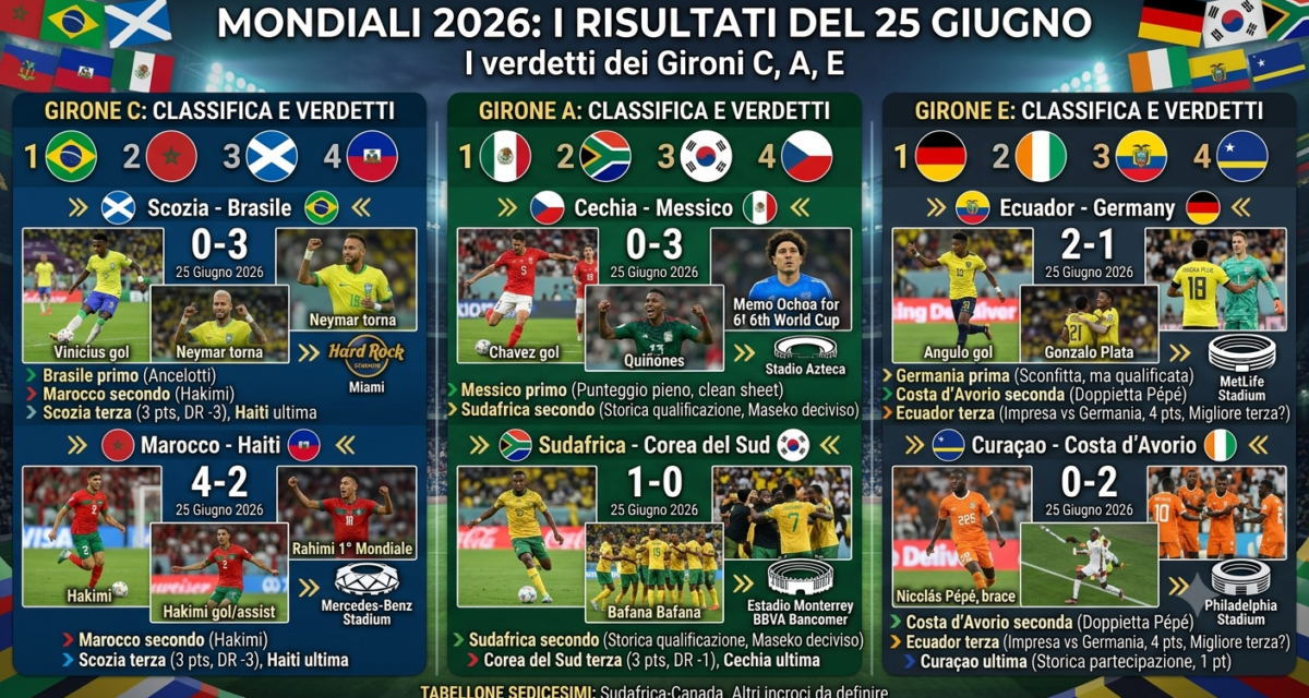 Mondiali 2026: i risultati del 25 giugno