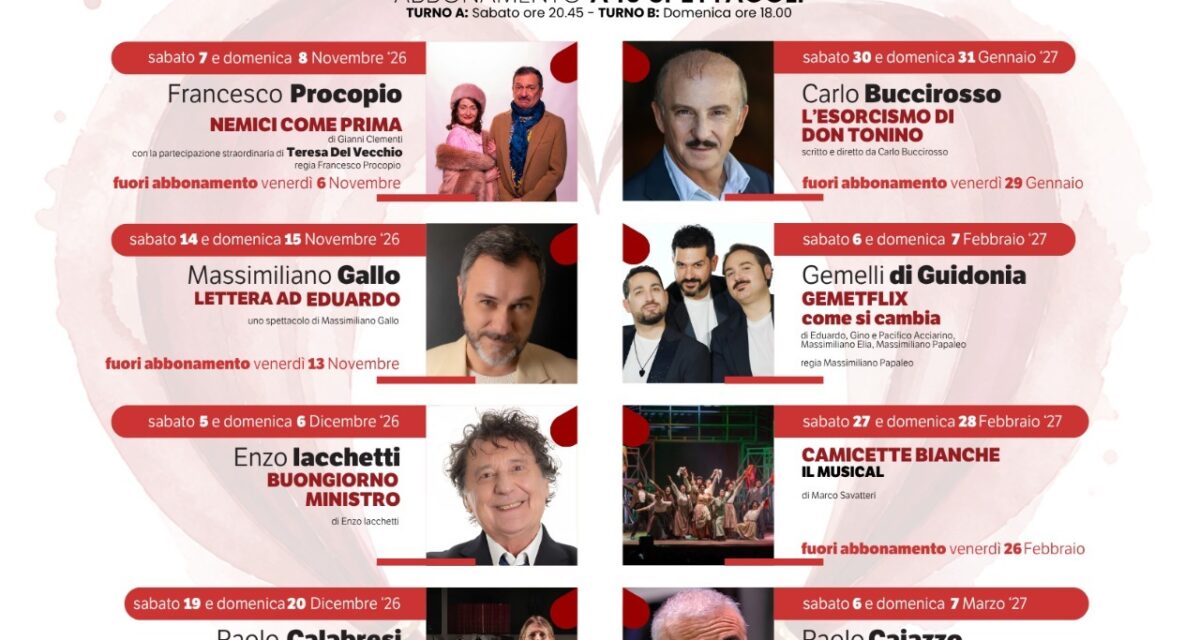Teatro delle Arti, svelata la stagione 2026/2027