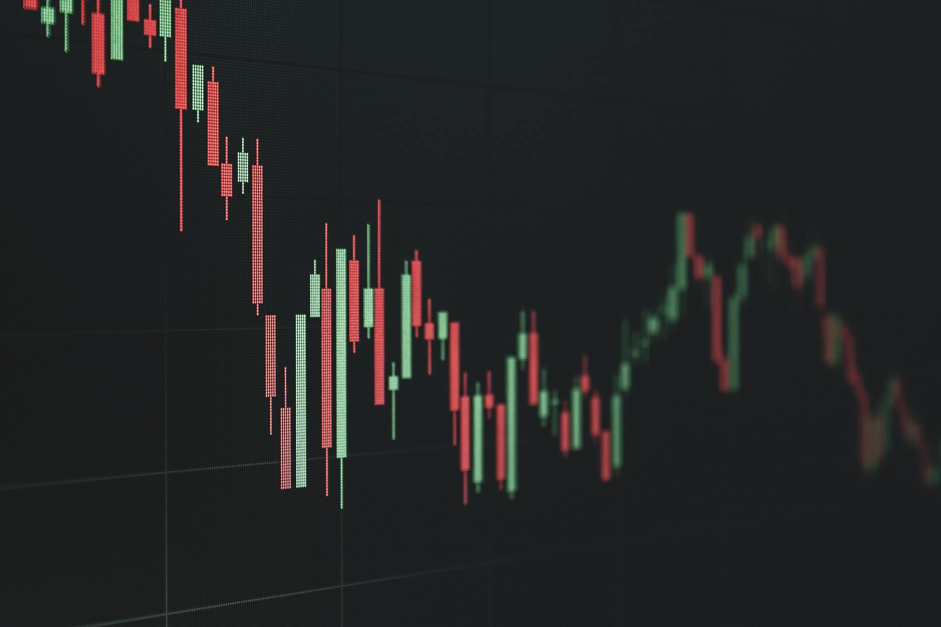 borsa italiana — Stock market data chart showing trends in red and green. Perfect for financial and business themes.