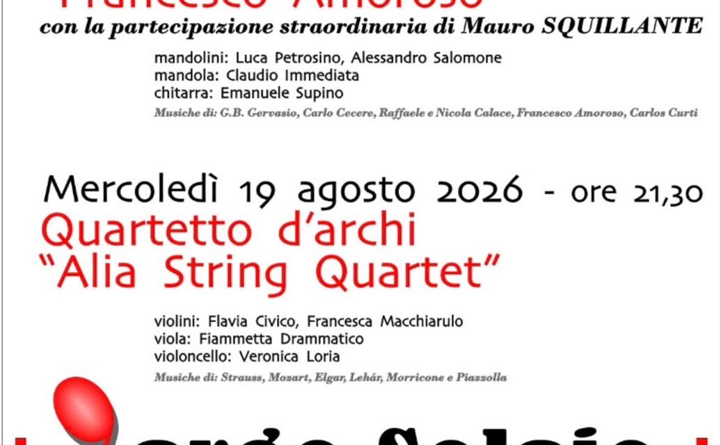 Al via alla 32ª Rassegna di Musica da Camera “Largo Solaio dei Pasti”
