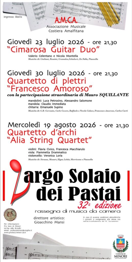 Al via alla 32ª Rassegna di Musica da Camera “Largo Solaio dei Pasti”