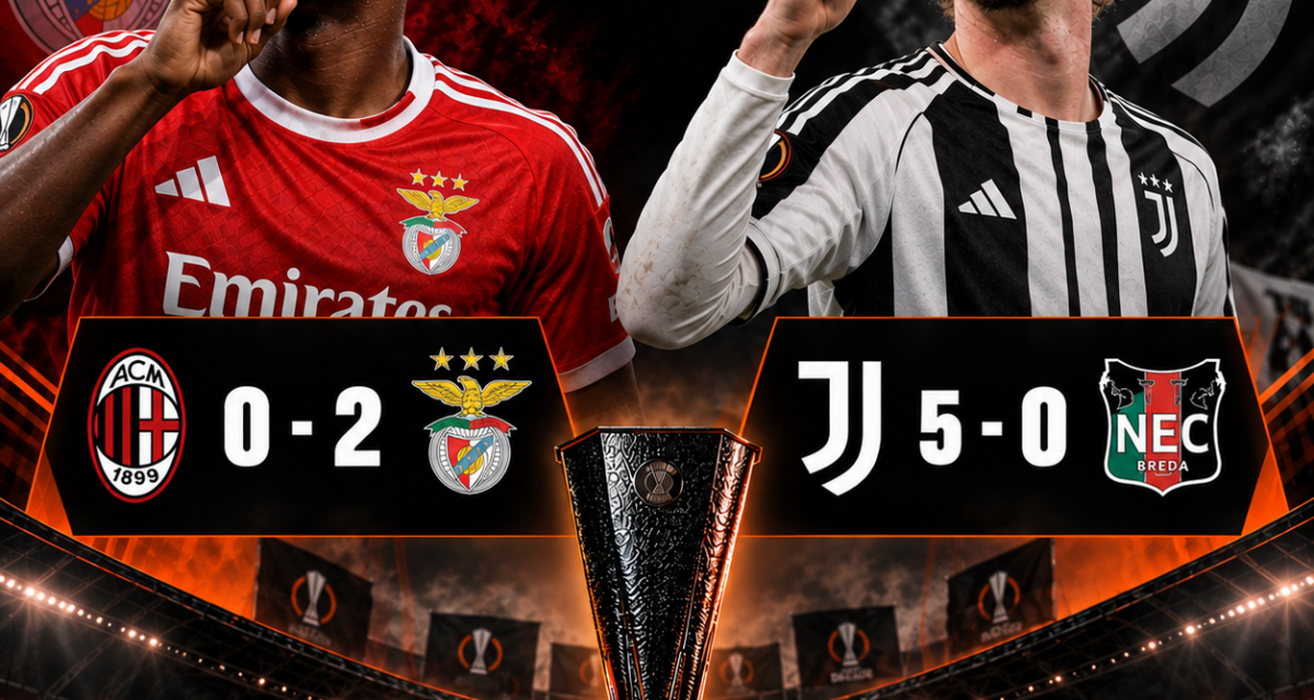 Risultati Europa League: manita Juve, crollo Milan