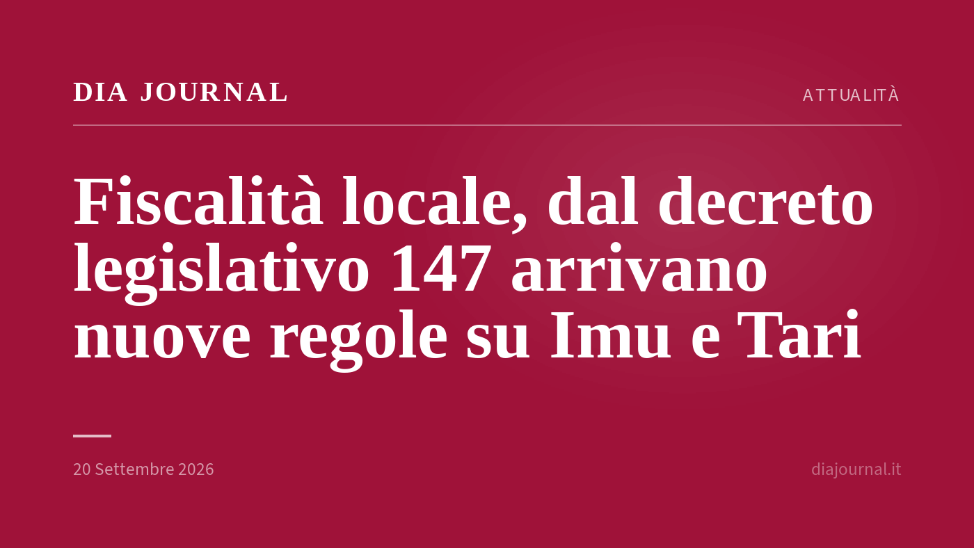 riforma della fiscalità locale — DIA Journal