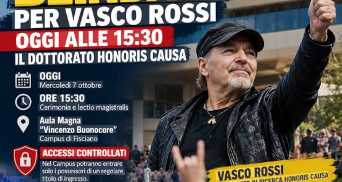 Vasco Rossi dottore honoris causa all’Università di Salerno